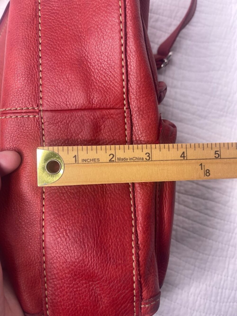Vintage Fossil Sutter Soft Pebbled Leather Crossbody Red Everyday Purse Bag - Picture 13 of 15